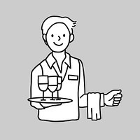 Waiter serving drinks flat line vector