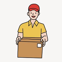 Uniform delivery man carrying parcel vector