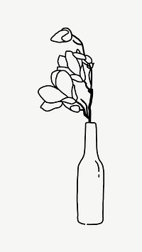 Flower vase line art psd