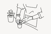 Plant parent hobby line art illustration vector