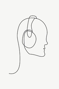 Man line art, listening to music psd