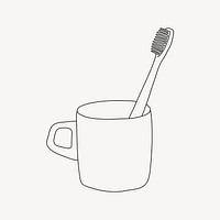 Toothbrush cup line art illustration vector