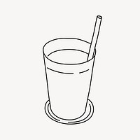 Glass of water line art illustration vector