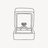 Diamond ring line art vector