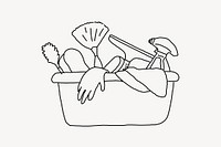 Cleaning tools line art vector