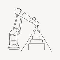 Industrial robotic arm line art illustration vector