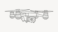 Flying drone, technology line art illustration vector