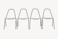 Lined chairs, furniture line art illustration vector