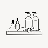 Bathroom amenities line art illustration vector