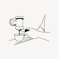 Barista making coffee line art illustration vector