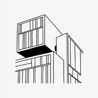 Office building, architecture line art illustration vector