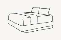 Bed furniture line art illustration vector