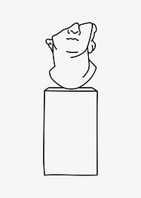 Geek statue podium line art illustration vector