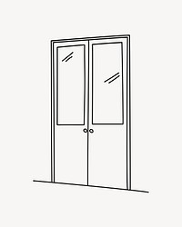 Entry door, interior line art illustration vector