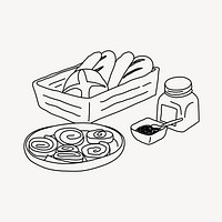 Pastry basket, food line art illustration