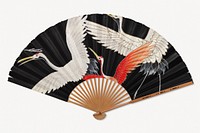 Hand fan mockup, Japanese cranes pattern psd. Remixed by rawpixel.