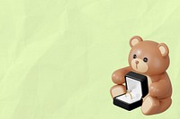 Teddy bear background, engagement ring, 3D wedding remix