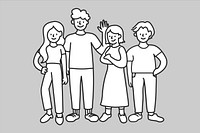 Diverse people line drawing vector