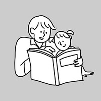 Reading time with dad line drawing vector