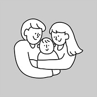 Single family mother father baby flat line vector