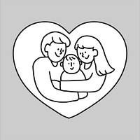 Happy family mother father baby flat line collage element vector