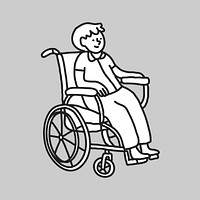 Man patient on wheel chair line art vector