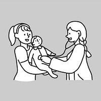 Baby check up line drawing vector