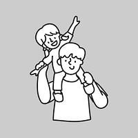 Piggyback ride father daughter flat line vector