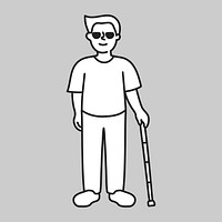 Blind man flat line vector