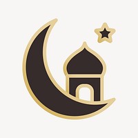 Crescent mosque icon, line art design vector