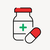 Medicine bottle icon, line art design vector