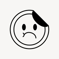 Angry face sticker icon, line art design vector