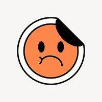 Angry face sticker icon, line art design vector