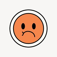 Angry face sticker icon, line art design vector