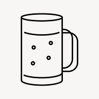 Beer glass icon, line art design vector