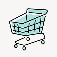 Shopping cart icon, line art design vector