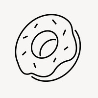 Donut food icon, line art design vector