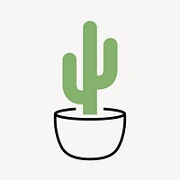 Cactus plant icon, line art design vector