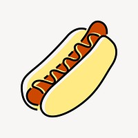 Hot dog food icon, line art design vector