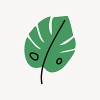 Monstera leaf icon, line art design vector