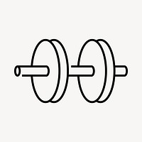 Dumb bell fitness icon, line art design vector