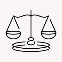 Justice scales icon, line art design vector