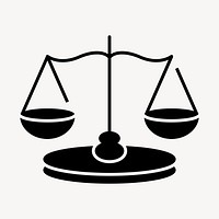 Justice scales icon, line art design vector