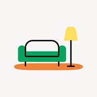 Sofa living room icon, line art design vector