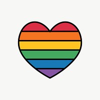 LGBTQ  flag heart icon, line art design vector