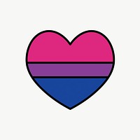 Bisexual  flag heart icon, line art design vector