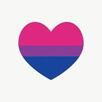 Bisexual  flag heart icon, line art design vector