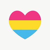 Pansexual flag heart icon, line art design vector