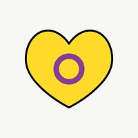 Intersex  flag heart icon, line art design vector