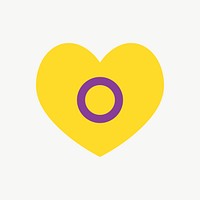 Intersex  flag heart icon, line art design vector